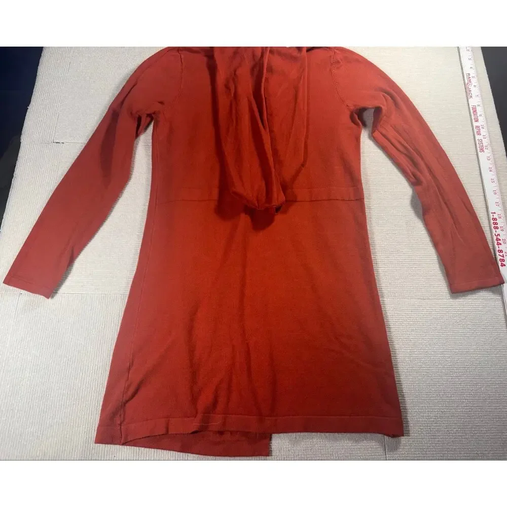 Cyrus Womens M Open Front Hooded Cardigan Cozy Casual Spooky Season Orange Knit